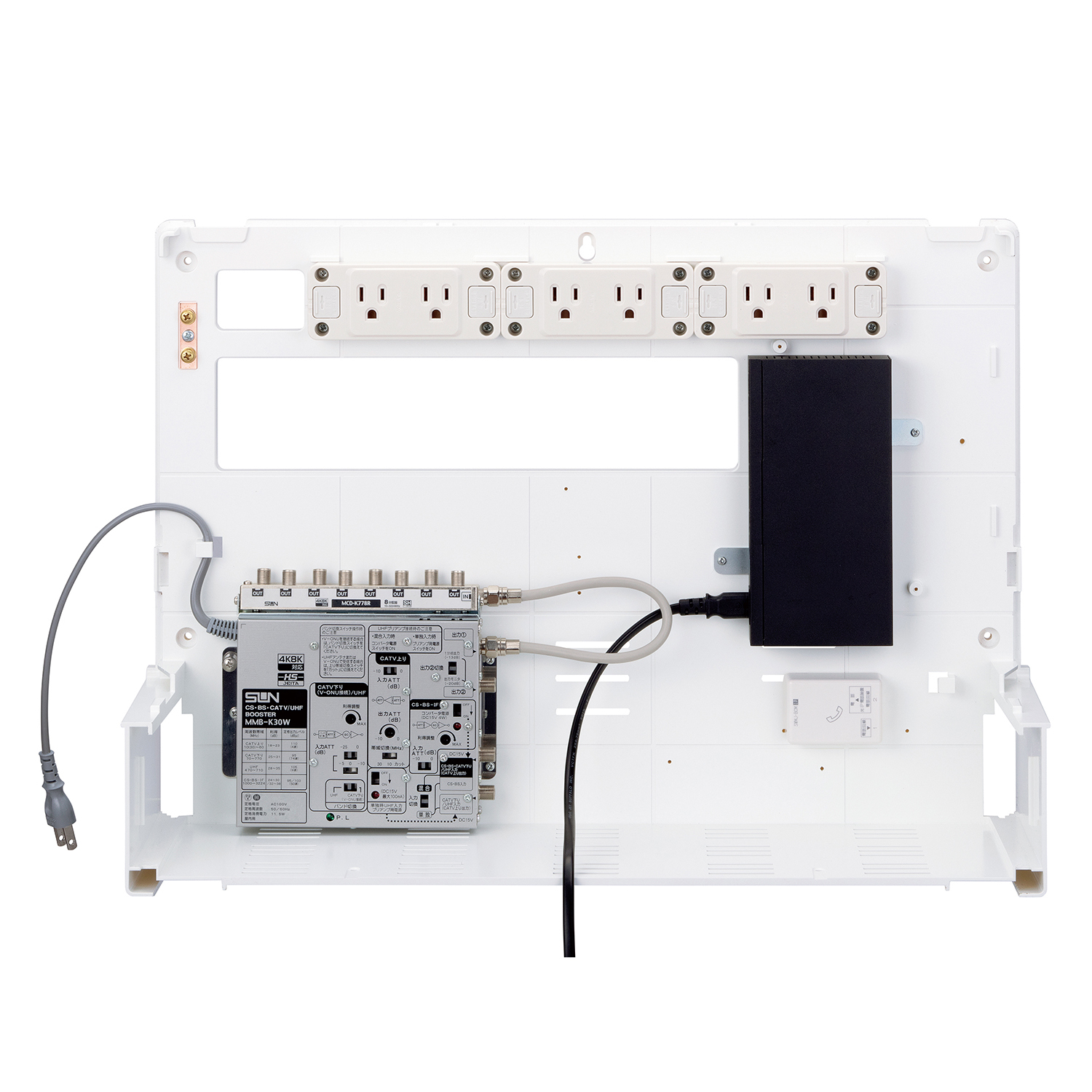 サン電子 COM-S508N-BN 情報分電盤 COM-S Bモデル 搭載機器 コンセント 5分配器 8ポートHUB - 5